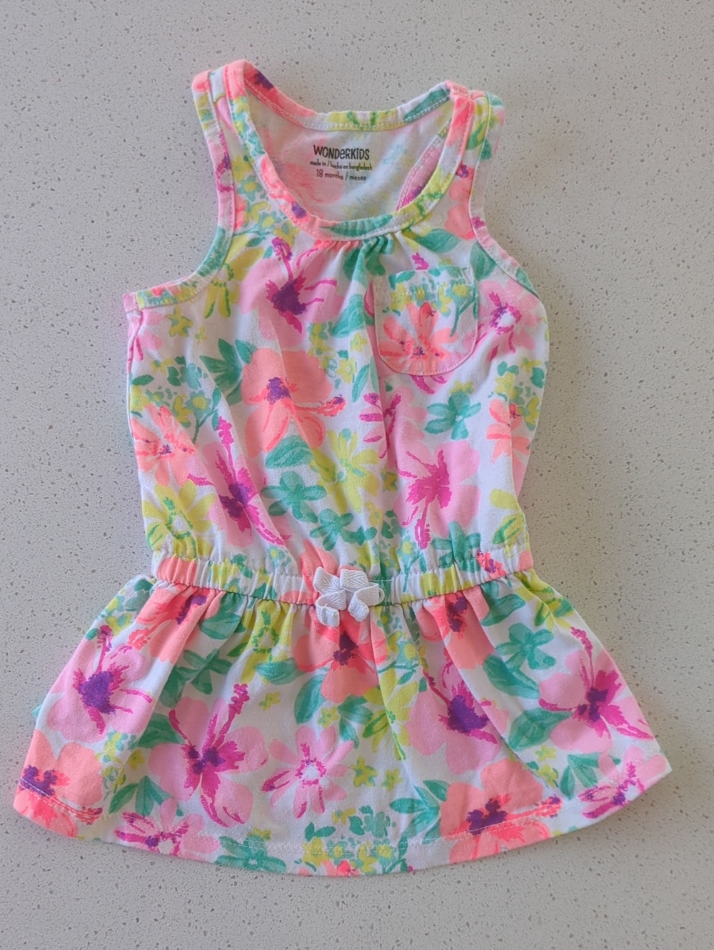 Wonderkids Neon Floral Tank Dress - Pink, Mint, Coral